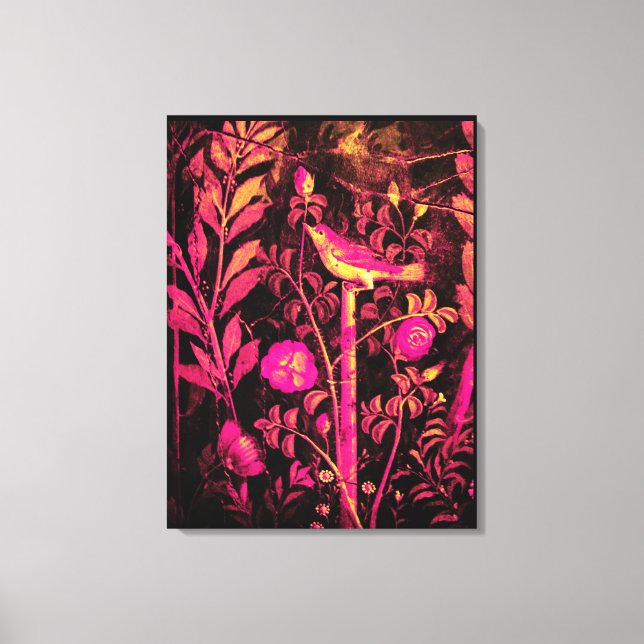 POMPEII COLLECTION NIGHTINGALE WITH ROSES Pink Canvas Print (Front)