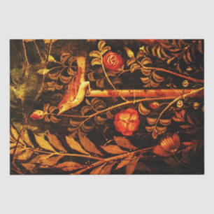 POMPEII COLLECTION NIGHTINGALE WITH ROSES , Red Tissue Paper