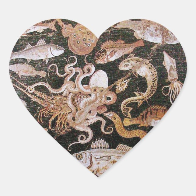 POMPEII COLLECTION / OCEAN - SEA LIFE SCENE Heart Heart Sticker (Front)