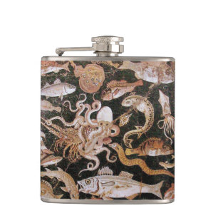 POMPEII COLLECTION / OCEAN - SEA LIFE SCENE HIP FLASK