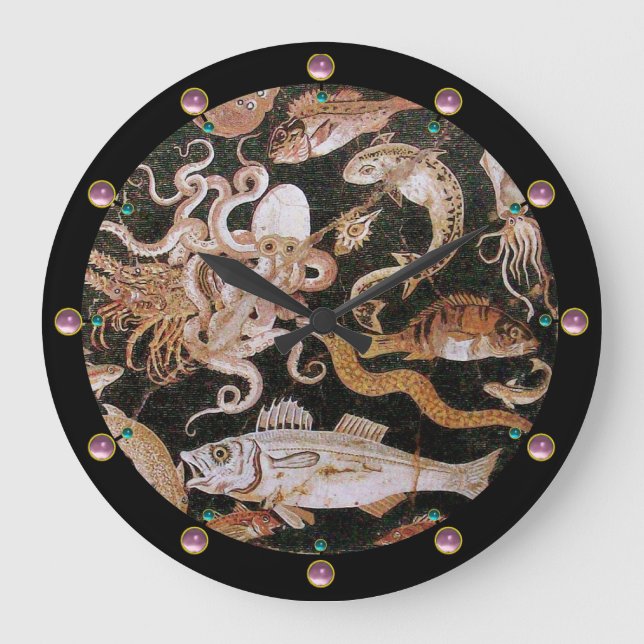 POMPEII COLLECTION / OCEAN - SEA LIFE SCENE LARGE CLOCK (Front)