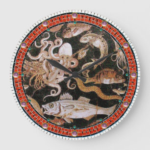 POMPEII COLLECTION / OCEAN - SEA LIFE SCENE LARGE CLOCK