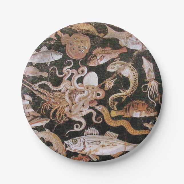 POMPEII COLLECTION / OCEAN - SEA LIFE SCENE PAPER PLATE (Front)