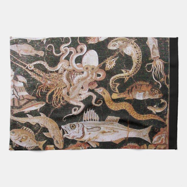 POMPEII COLLECTION / OCEAN - SEA LIFE SCENE TEA TOWEL (Horizontal)