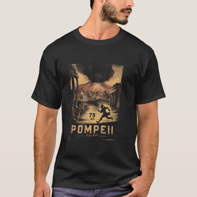 Pompeii Eruption In 79 AD Fun Run Volcano Long Sle T-Shirt (Front)