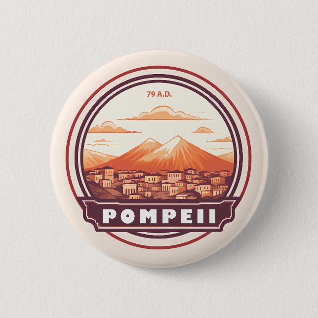 Pompeii Ruins Italy Travel Art Badge (Front)