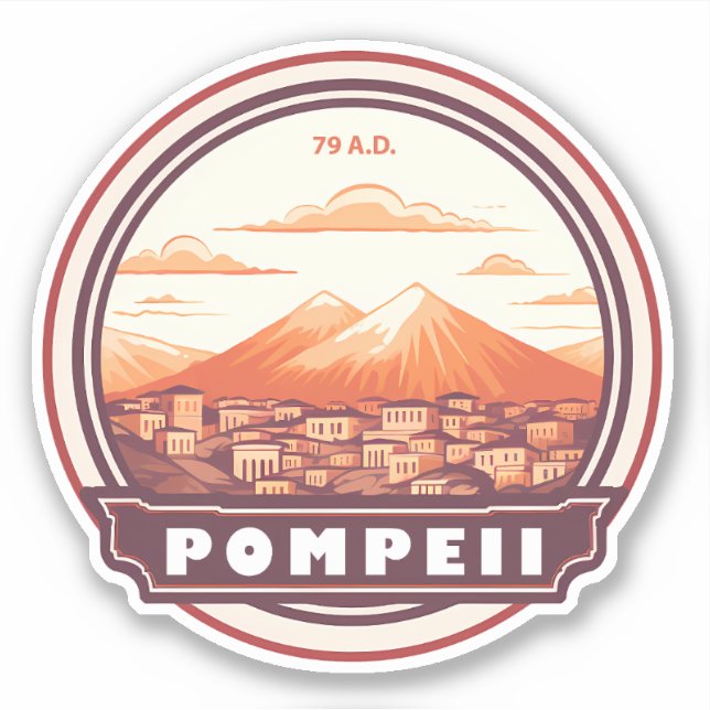 Pompeii Ruins Italy Travel Art Badge (Front)