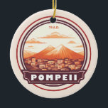 Pompeii Ruins Italy Travel Art Badge Ceramic Tree Decoration<br><div class="desc">Pompeii vector artwork. Once a thriving and sophisticated Roman city,  Pompeii was buried under metres of ash and pumice after the catastrophic eruption of Mount Vesuvius in 79 A.D.</div>