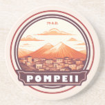 Pompeii Ruins Italy Travel Art Badge Coaster<br><div class="desc">Pompeii vector artwork. Once a thriving and sophisticated Roman city,  Pompeii was buried under metres of ash and pumice after the catastrophic eruption of Mount Vesuvius in 79 A.D.</div>
