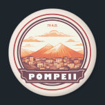 Pompeii Ruins Italy Travel Art Badge Magnet<br><div class="desc">Pompeii vector artwork. Once a thriving and sophisticated Roman city,  Pompeii was buried under metres of ash and pumice after the catastrophic eruption of Mount Vesuvius in 79 A.D.</div>