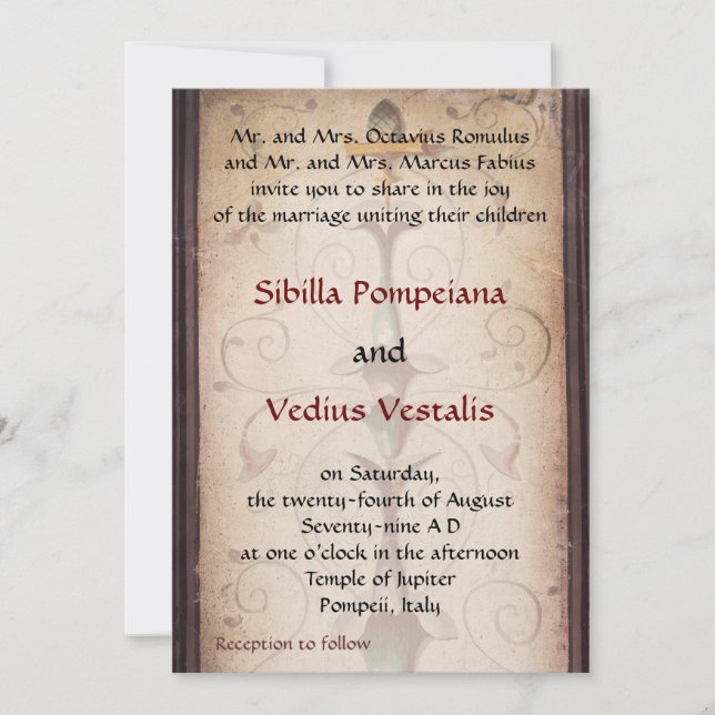 Pompeii-themed Wedding Invitation (Front)