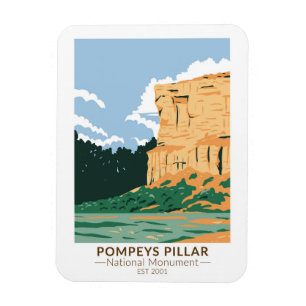 Pompeys Pillar National Monument Montana Vintage Magnet