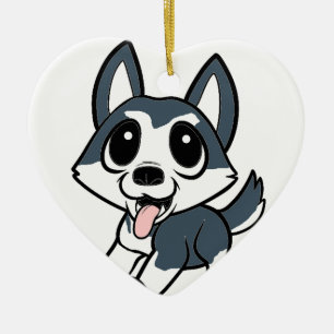 pomsky cartoon ceramic tree decoration