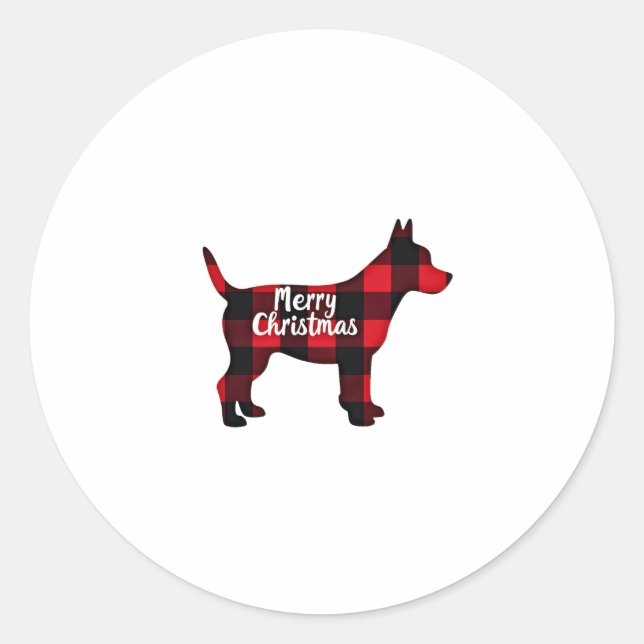 Pomsky Christmas Dog Mom Dad Plaid Gift T-Shirt (1 Classic Round Sticker (Front)