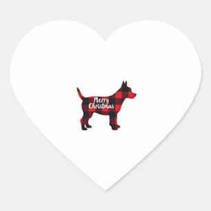 Pomsky Christmas Dog Mom Dad Plaid Gift T-Shirt (1 Heart Sticker