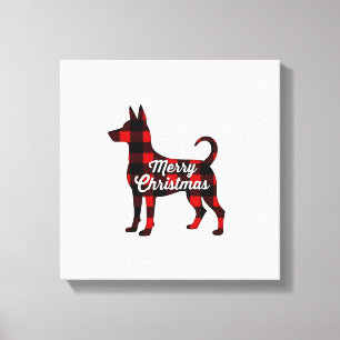 Pomsky Christmas Dog Mum Dad Plaid Gift T-Shirt (2 Canvas Print