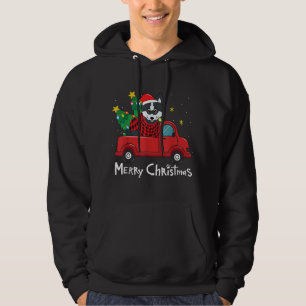 Pomsky Christmas Truck Tree Mum Dad Dog Xmas Gift Hoodie
