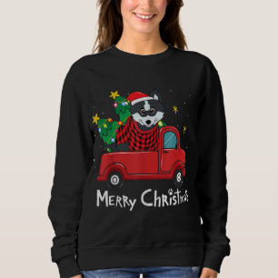 Pomsky Christmas Truck Tree Mum Dad Dog Xmas Gift Sweatshirt
