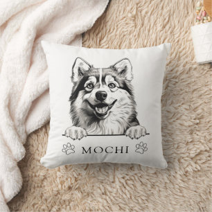 Pomsky Dog Hand Drawing Personalised  Cushion