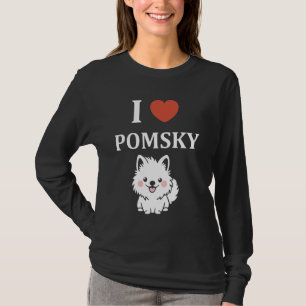 Pomsky dog humour cute minimalist simple i love Po T-Shirt