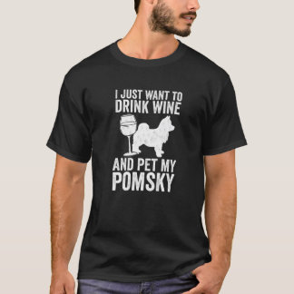 Pomsky Dog Mum And Dad And Wine Lover T-Shirt
