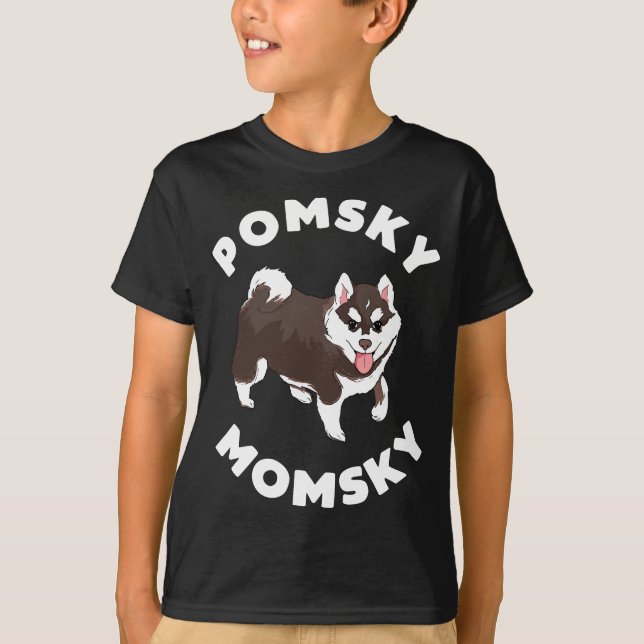 Pomsky Momsky for Dog Pet Mum T-Shirt (Front)