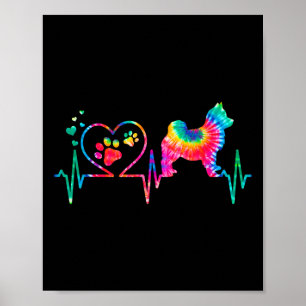 Pomsky Mum Dad Heartbeat Tie Dye Dog Gift Poster