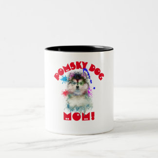 Pomsky Mum Dog Lover Best Dog Mum Ever Two-Tone Coffee Mug