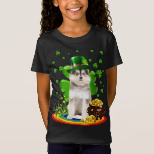 Pomsky St Patricks Day Lover Irish Shamrock Dog Lo T-Shirt