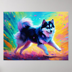 "Pomsky's Dance: Vibrant Freedom in Art" Poster