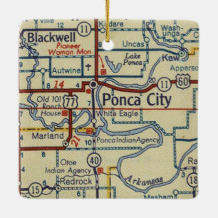 Ponca City OK Map Ceramic Ornament