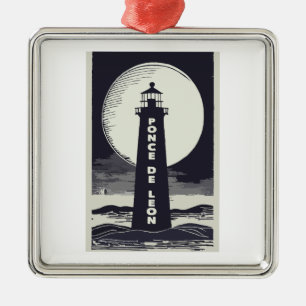Ponce De Leon Lighthouse Moon Metal Tree Decoration