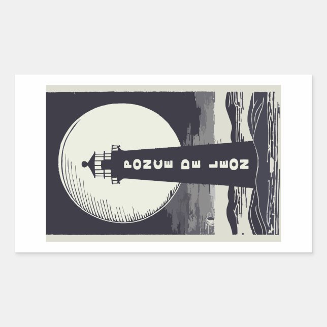 Ponce De Leon Lighthouse Moon Rectangular Sticker (Front)