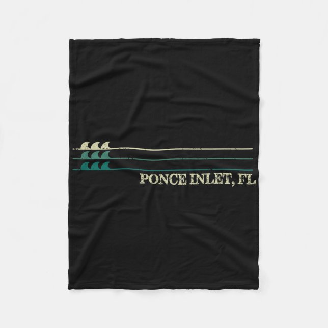 Ponce Inlet Florida Break Surfing Retro Wave  Fleece Blanket (Front)