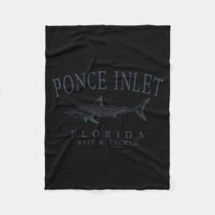 Ponce inlet florida shark retro slate art fishing fleece blanket