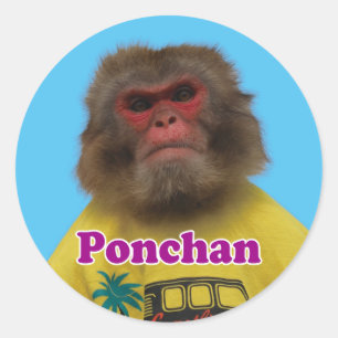 Ponchan sticker. ぽんちゃんシール classic round sticker