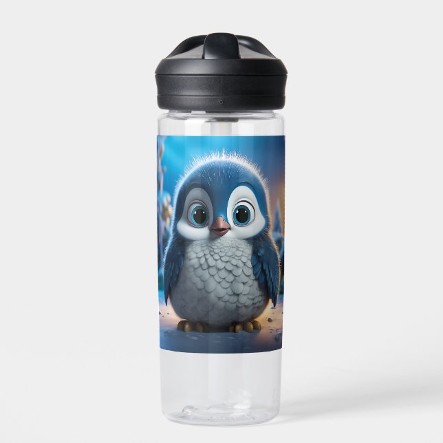Poncho - A smooth baby penguin Water Bottle (Front)