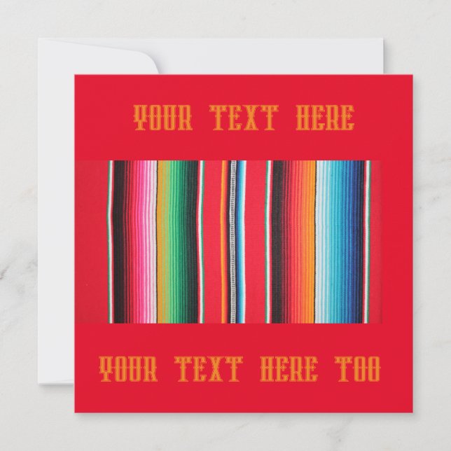 poncho Mexican mexico serape background flat card (Front)