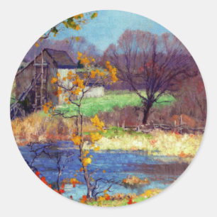 Pond at Old Lyme, Connecticut Classic Round Sticker