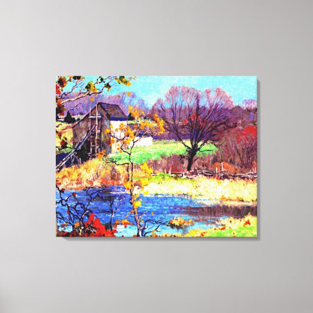 Pond at Old Lyme, Connecticut, fine art painting, Canvas Print (Front)