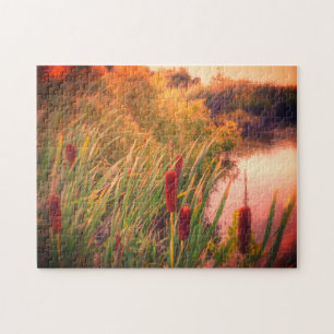 Pond Cattails & Willow Trees Jigsaw Puzzle