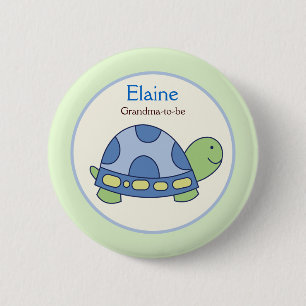 Pond Friends Frog Turtle NAME TAG Custom Button