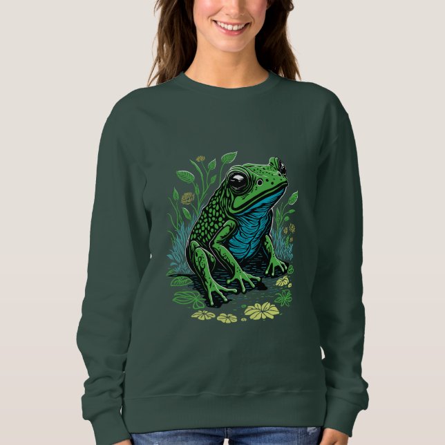 Pond Frog Graphic Design Sweatshirt (Front)