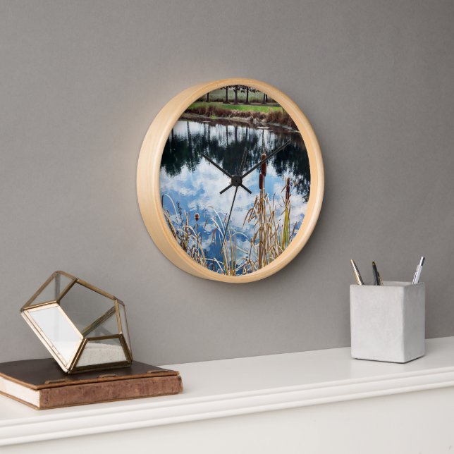 Pond Landscape Nature Photography Art   Clock (Office)