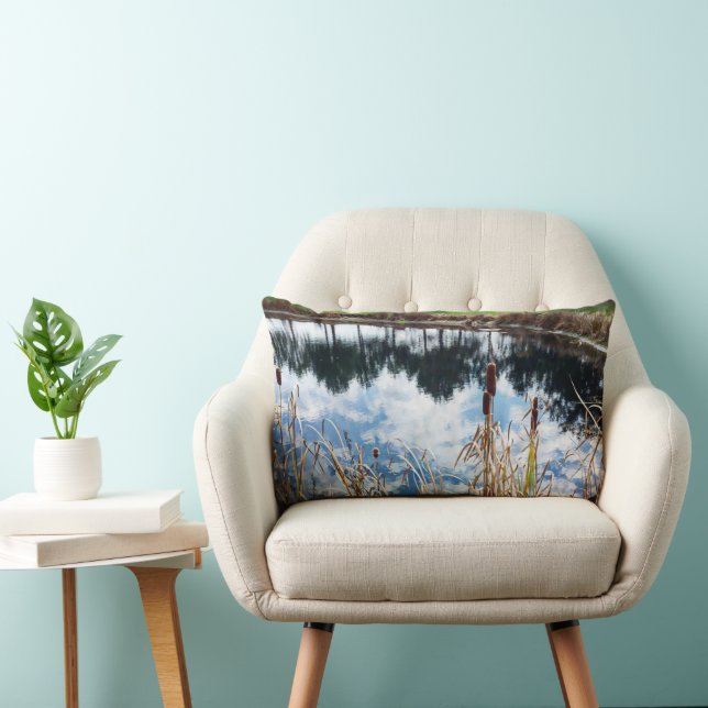 Pond Landscape Nature Photography Art  Lumbar Cushion (Chair)