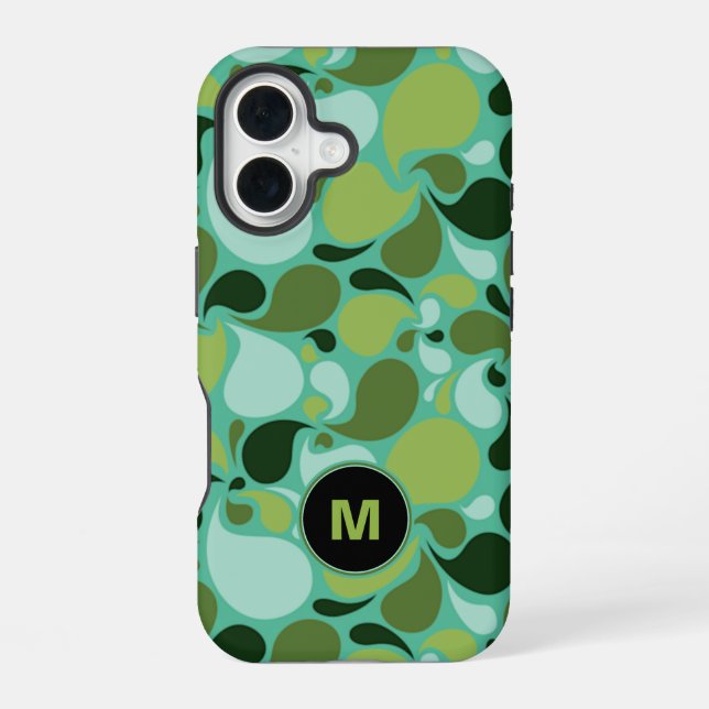 Pond Life Paisley Monogram iPhone 16 Case (Back)