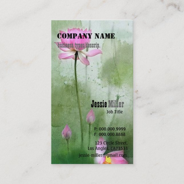 POND LOTUS l Chinese Brush Painting Art Business Card (Front)