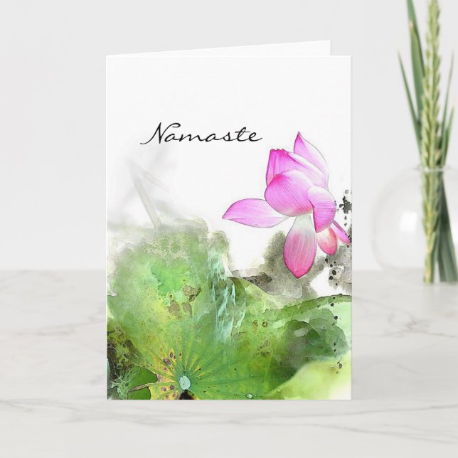 POND LOTUS l Chinese Brush Painting Art Holiday Card (Front)