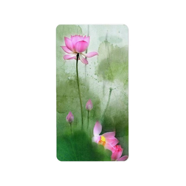 POND LOTUS l Chinese Brush Painting Art Label (Front)
