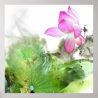 POND LOTUS l Chinese Brush Painting Art Poster